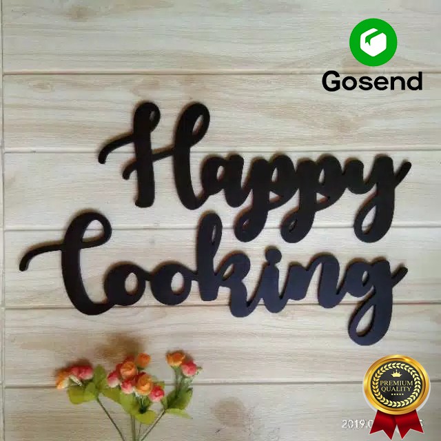 Tulisan Happy Cooking Huruf Kayu Hiasan Dinding Dapur