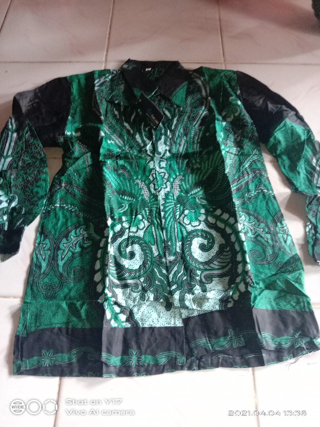 Trolistore Grosir Kemeja Batik Pria Cowok Lengan Panjang Warna Biru Hijau Merah Motif Asmarandana