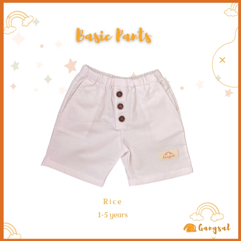 Gangsal Alit – celana pendek anak – celana pendek warna putih – celana anak katun linen