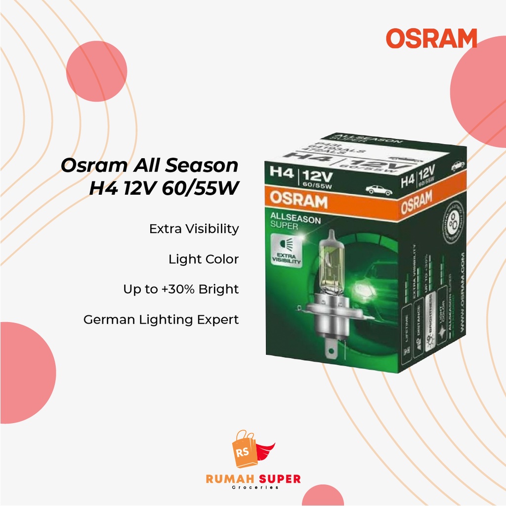 Jual Osram H4 All Season Super 12V 60/55W - Lampu Mobil | Shopee Indonesia