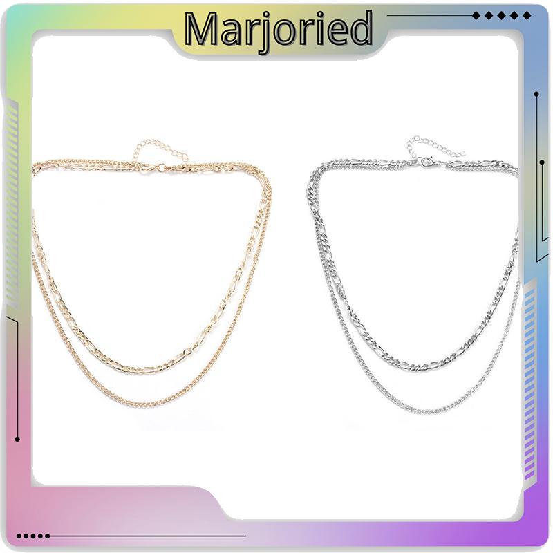 Eropa Retro Double Layer Kalung Fashion Sederhana Wanita Pria Kalung Aksesori-MJD