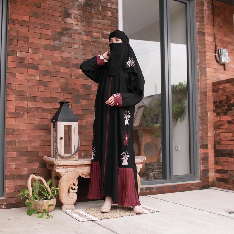 Hikmahabaya - Abaya Arab saudi import ori black hitam free pasmina