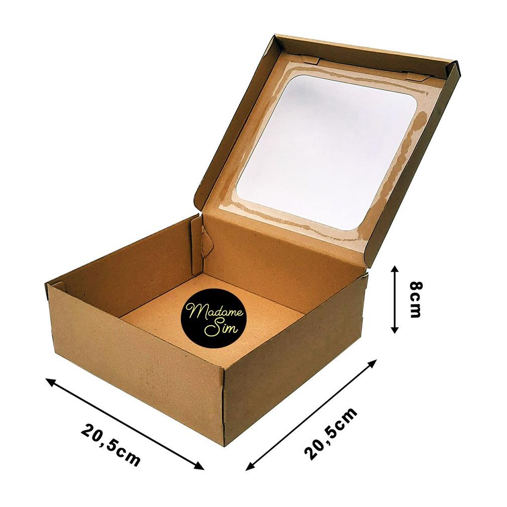 Kotak Kue - Cake Box - Dus Bolu 20 X 20 X 8 Cm - Jendela (Isi : 10 Pcs)