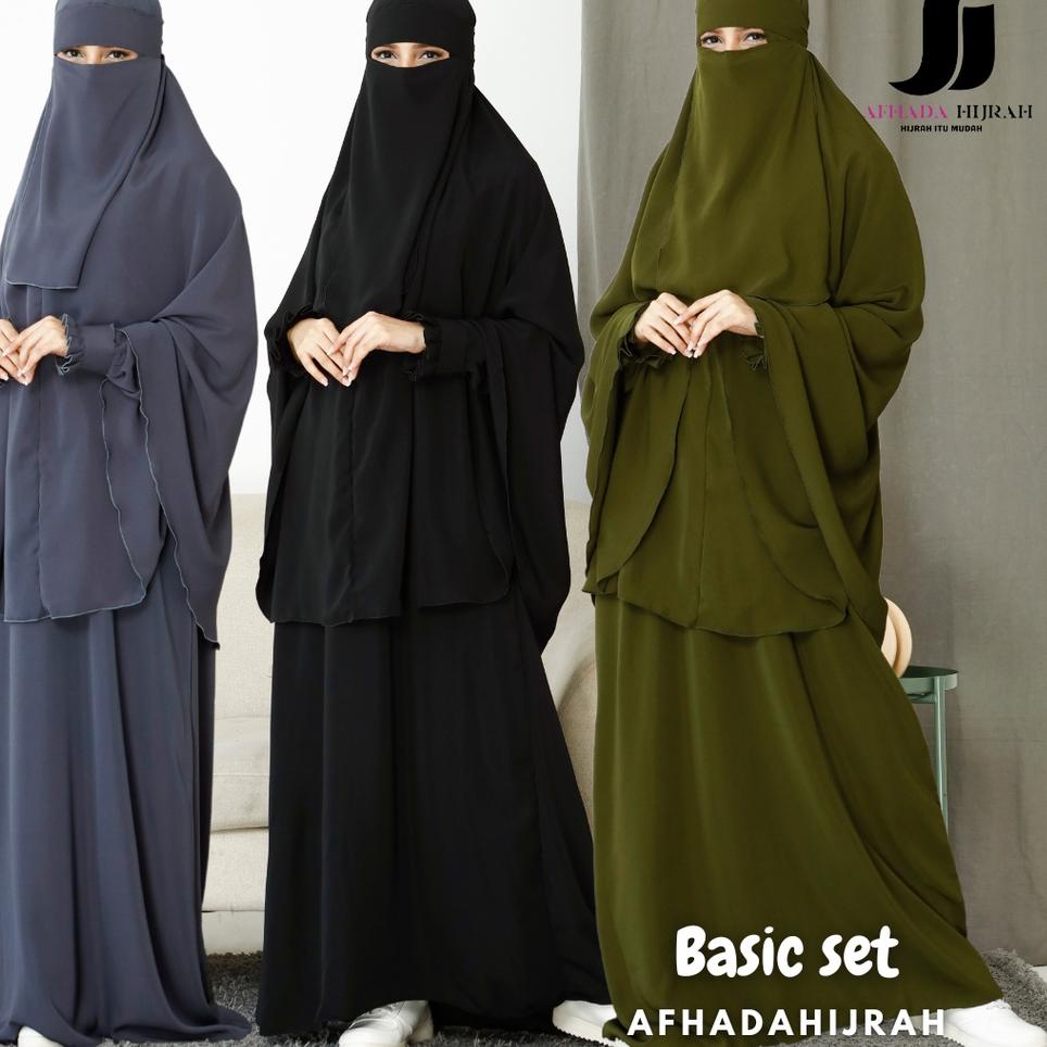 Barang Pilihan.. Gamis sunnah gamis set cadar basic set syari hitam