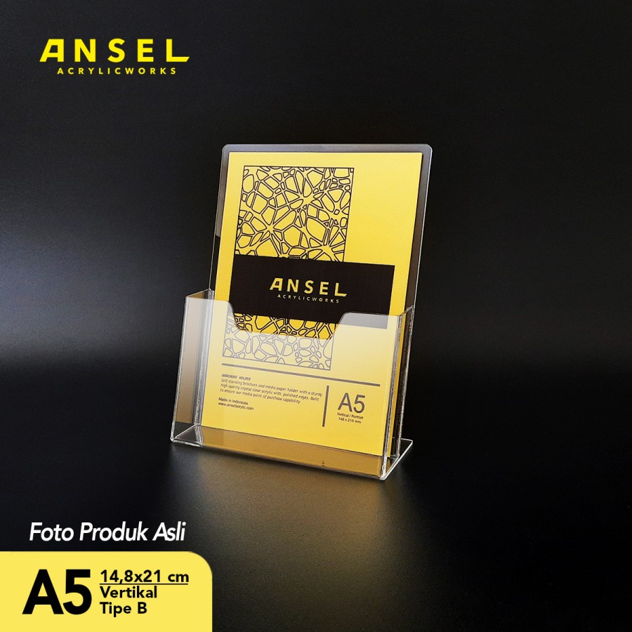 Tempat Brosur Akrilik / Acrylic Flyer Stand Holder - A5 -Tipe A Bening