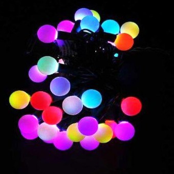 Lampu Natal Anggur Bulat Rainbow - Lampu Hias Natal kelereng bola