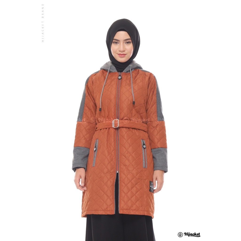 Hijacket Original Queenbee Hijaket Jaket Jacket Wanita Muslimah Jaket Bomber Parasut Cewek Jumbo Murah Terbaru Jaket Hijaber-TERACOTTA