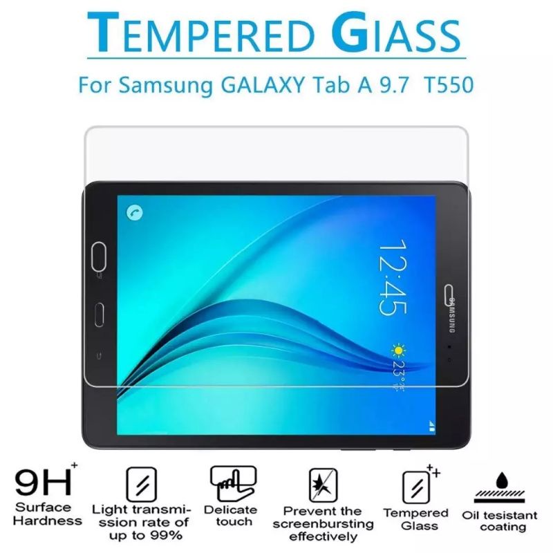 Tempered glass Samsung Galaxy Tab A 9.7 T550 T555 P550 P555 S Pen Antigores Screen Guard protector TG Bening High Quality Pelindung Layar kaca