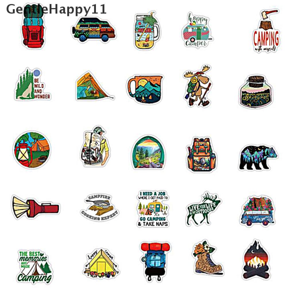 Gentlehappy 50Pcs Stiker Graffiti Bahan PVC Untuk Gitar / Travel / Camping / Outdoor