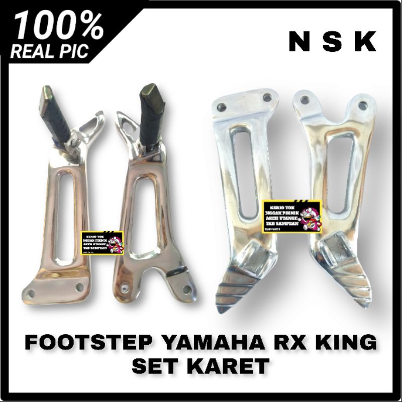 FOOTSTEP FUSTEP BOSTEP POSTEB PIJAKAN KAKI BELAKANG YAMAHA RX KING ALUMUNIUM POLES SET KARET