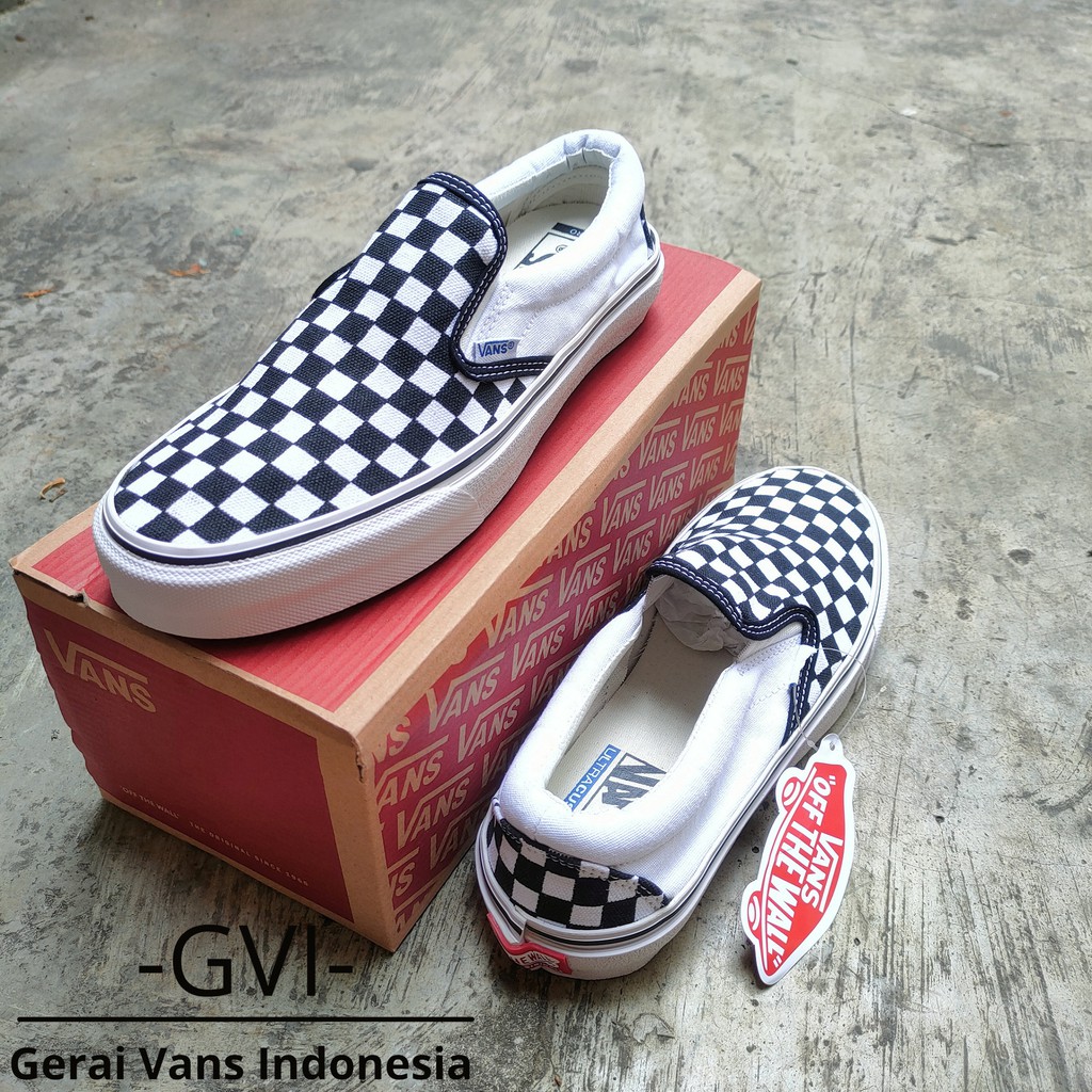 (GRATISSS!!!) VANS SLIP ON CLASSIC CHECKERBOARD BLACK WHITE WAFFLE DT PREMIUM BNIB-2