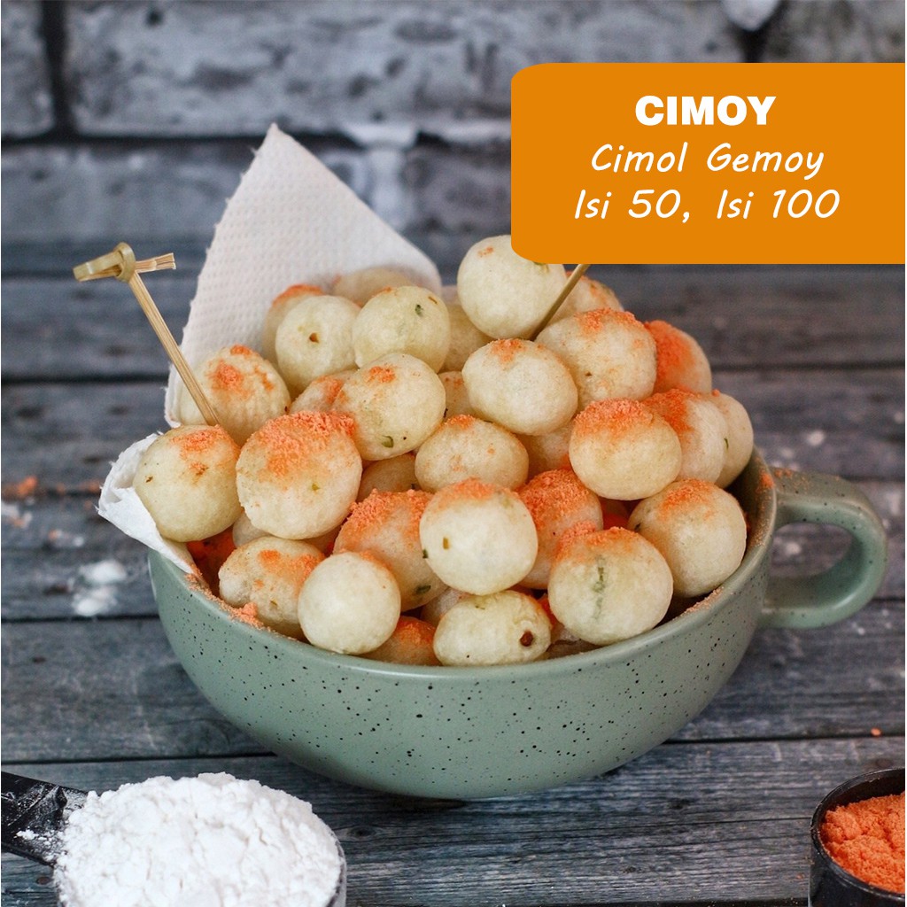 

Cimol Gemoy Cimoy Frozen Siap Goreng Isi 50 pcs dan 100 pcs Free Bumbu