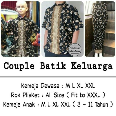 Couple Batik / Couple Sarimbit Batik Keluarga / Couple Rok Plisket Batik Set Kemeja Batik Anak Pria