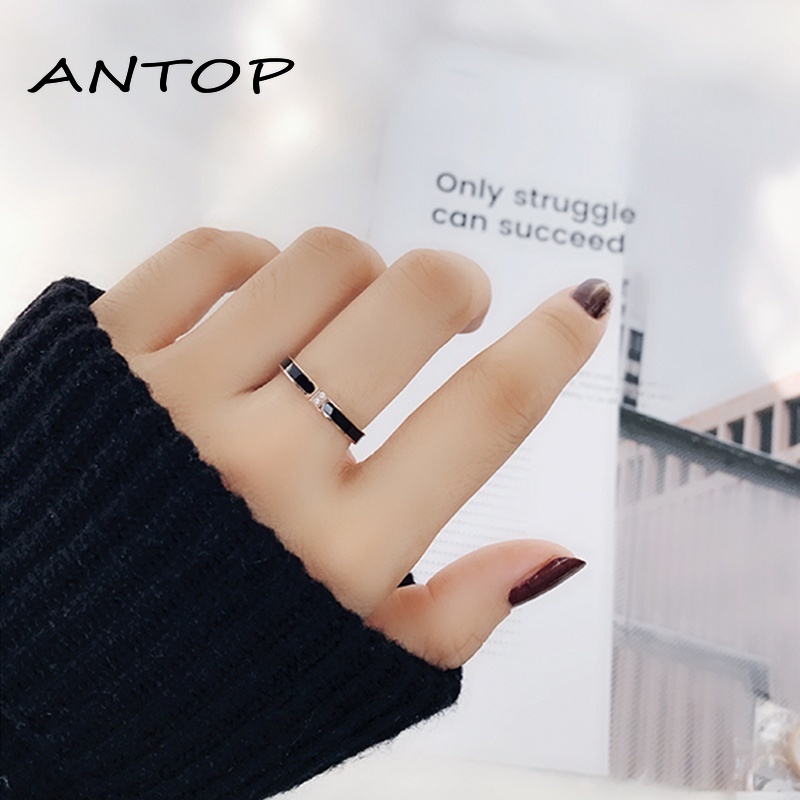 Cincin Korea perak Gaya Punk Cincin titanium Pria Wanita aesthetic keren Silver Ring Jewelry ANTOP