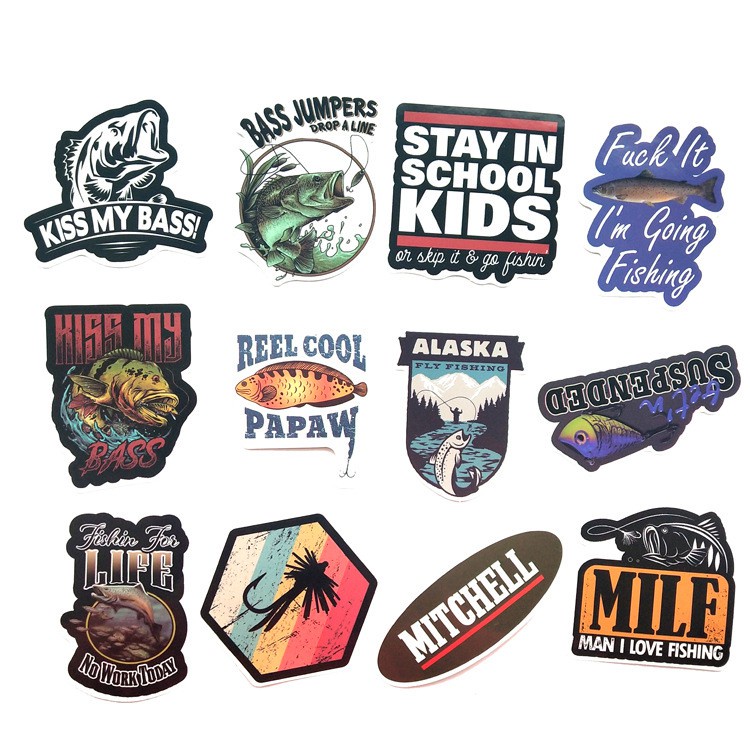 50PCS Funny Fisherman Go Fishing stickers For suitcase Freezer DIY decoration Decals Car Sticker