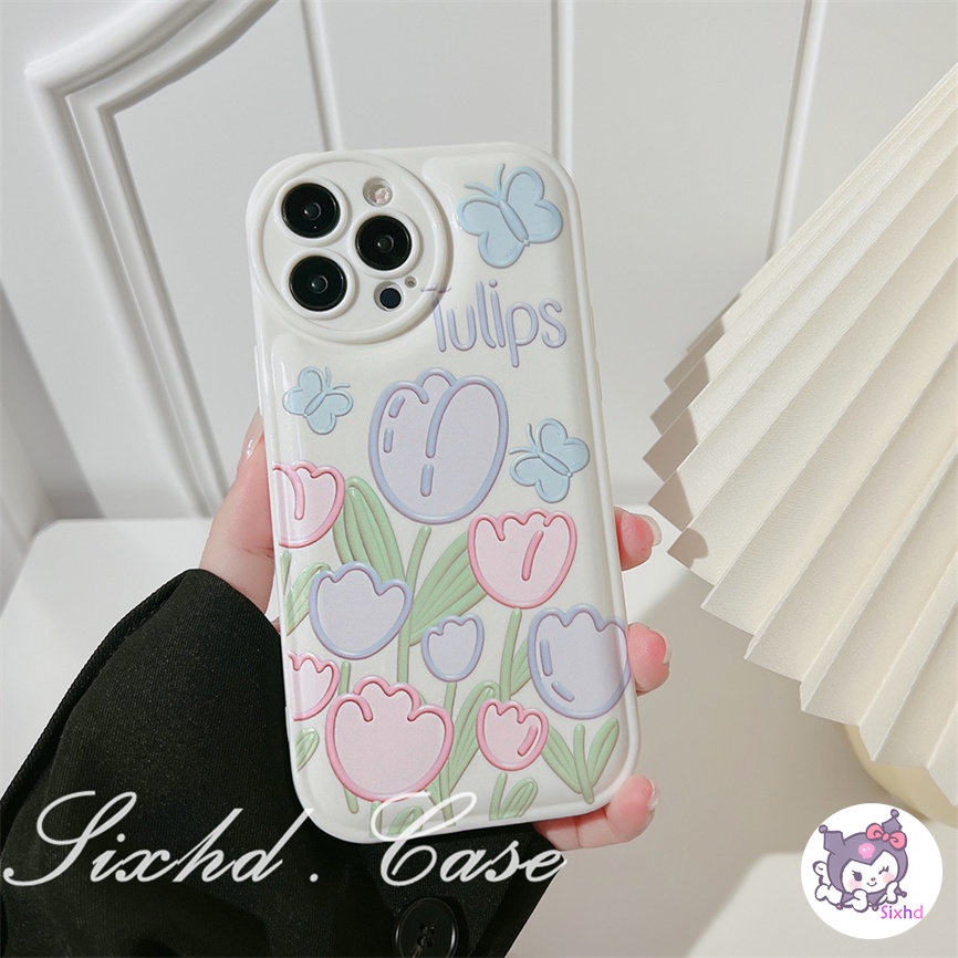 Redmi 12C 10C 10A 10 9C 9A 9T 9 Redmi Note 12 11 11s 10 9 8Pro Xiaomi 12X Mi 11Lite 11T 10T Poco F3 X3 X4Pro Ins Pink Bule Flowers Cushion Phone Case Soft TPU Shockproof Protective Cover