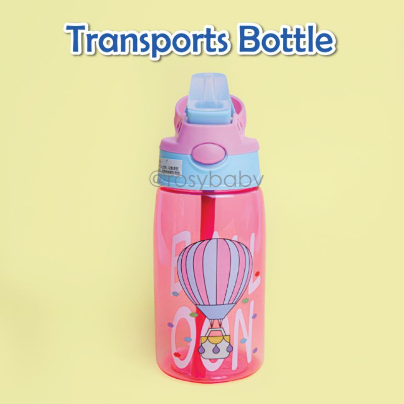 Botol Air Minum 450 ml / Botol Minum Anak Lucu Motif Karakter Imut dengan Sedotan BPA FREE