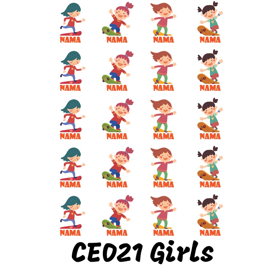 

Sticker Nama Cutting Label Waterproof Tahan Air Girls Sport 21 (CE021)