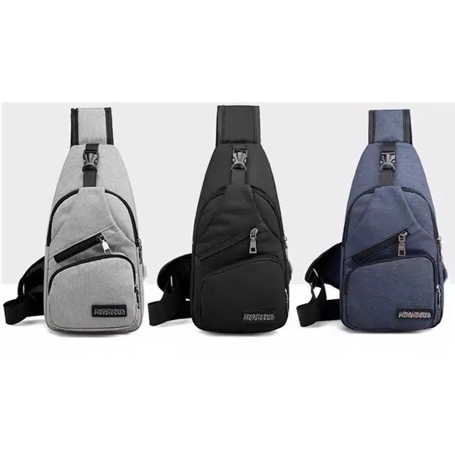 Selempang Pria T92 Tas Hp/Tas Dada /Sling Bag Usb /Selempang Sling Bag