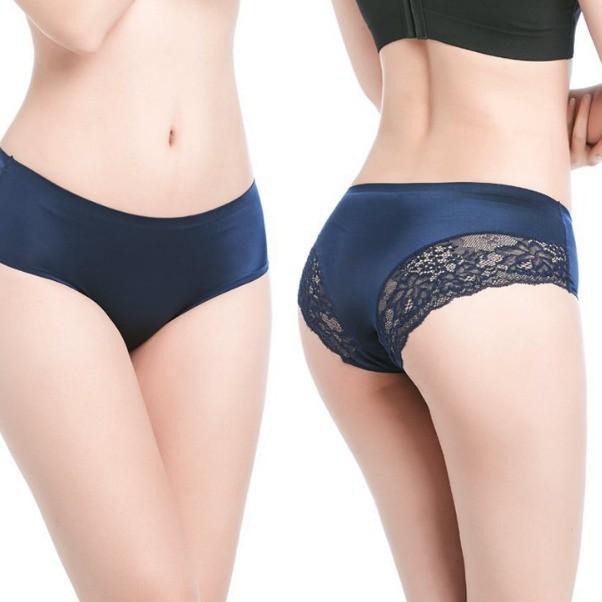 Harga Termurah TLW7M COD - C782 Celana Dalam Renda Brief Seamless Ice Silk / Sempak Wanita / Kolor W