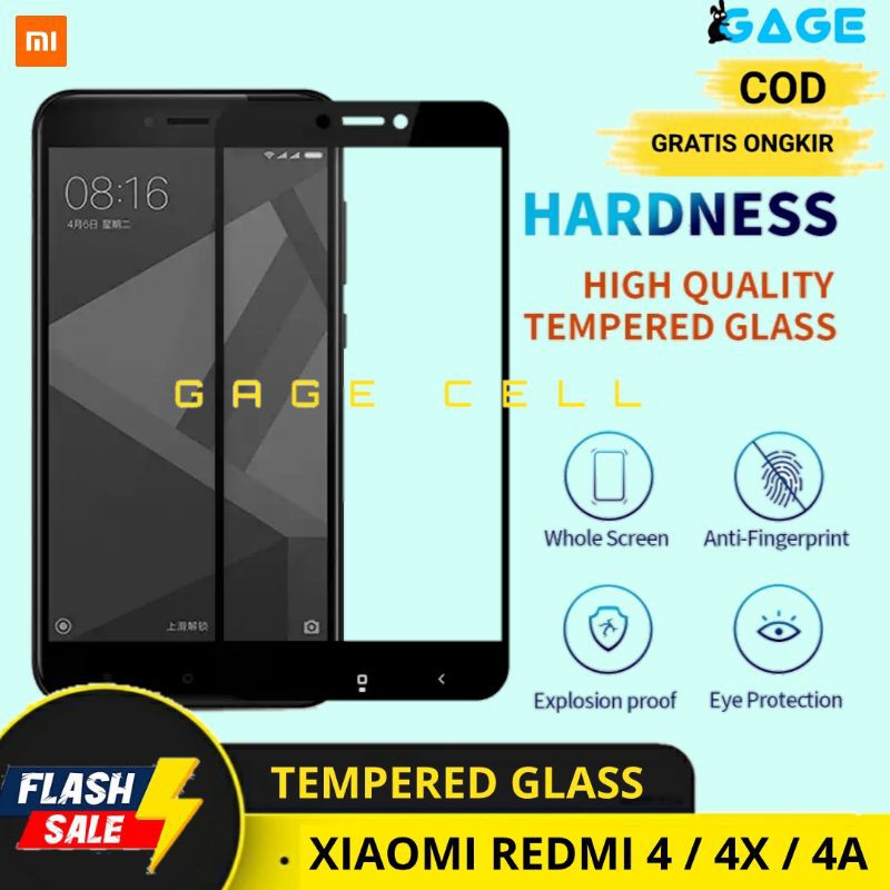 PREMIUM TEMPERED GLASS FULL LAYAR TG ANTI GORES KACA XIAOMI REDMI 4 4A 4X SCREEN PROTECTOR FUL COVER