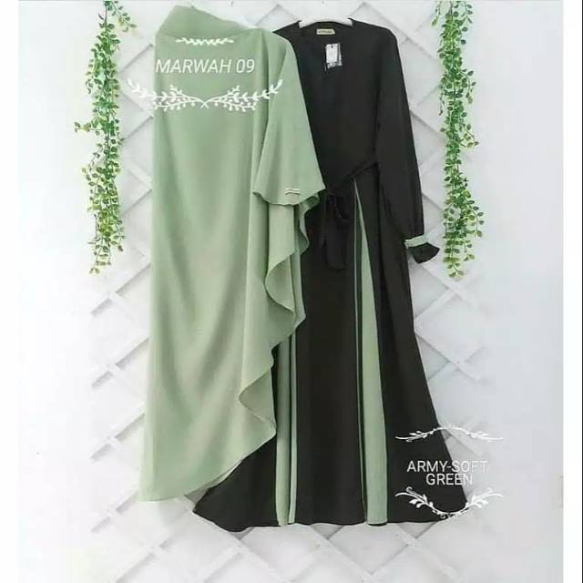 GAMIS SYAR'I MARWAH + KERUDUNG