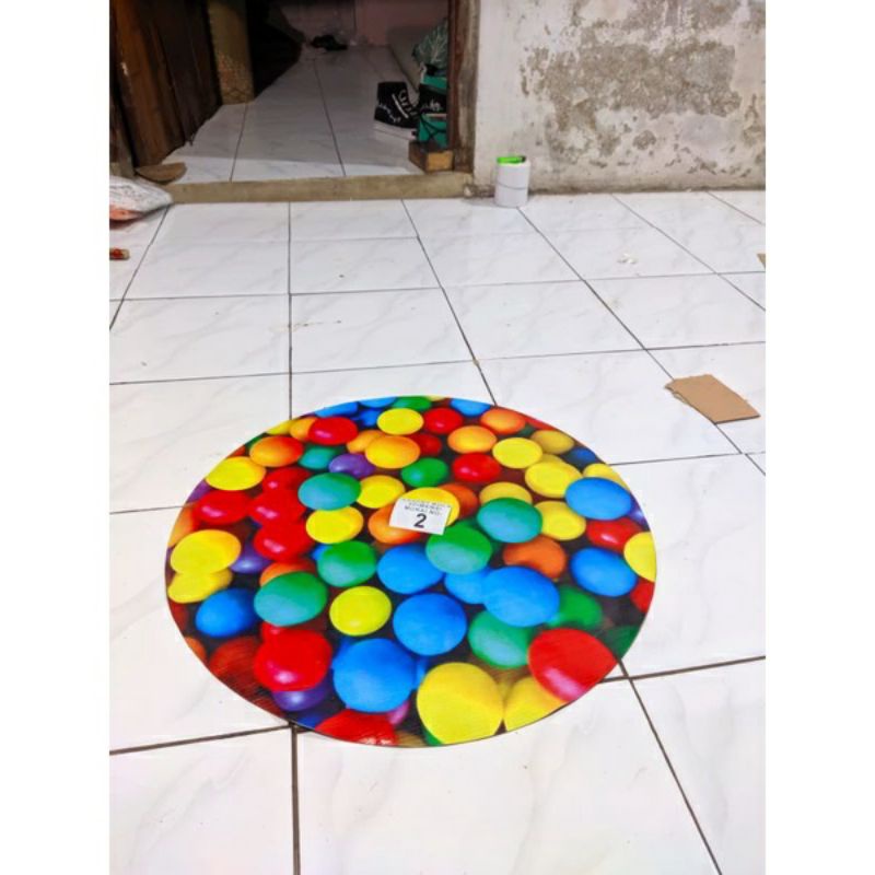 Karpet dasar sangkar burung murai 3D motif bola karpet murai No.2