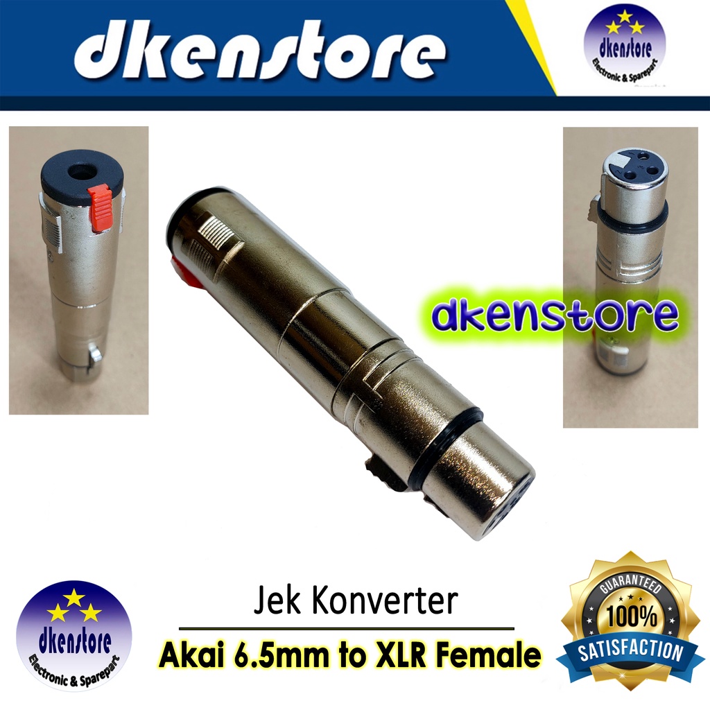 Jek konverter akai 6.5mm ke canon cewek jack adapter converter mic to xlr female