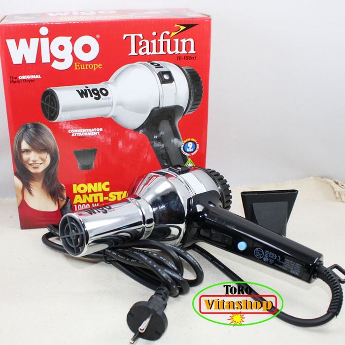 HAIR DRYER WIGO TAIFUN GERMANY - IONIC DAN ANTI STATIC 1000 WATT SILVER