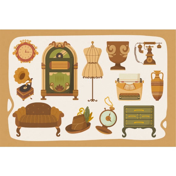 Antique Vintage Home Decor Vector Clipart Pack