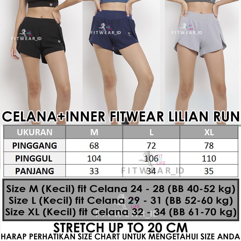 Fitwear - Celana Lari + Inner Wanita Olahraga LILIAN RUN - SILVER - M - XL