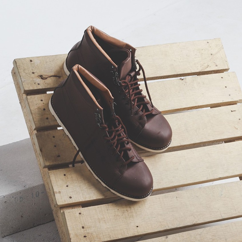 Hideaki Dark Brown | Sepatu Boots Coklat Tua Casual Boot Klasik Pria Cowok Laki Ori | FORIND x Giant