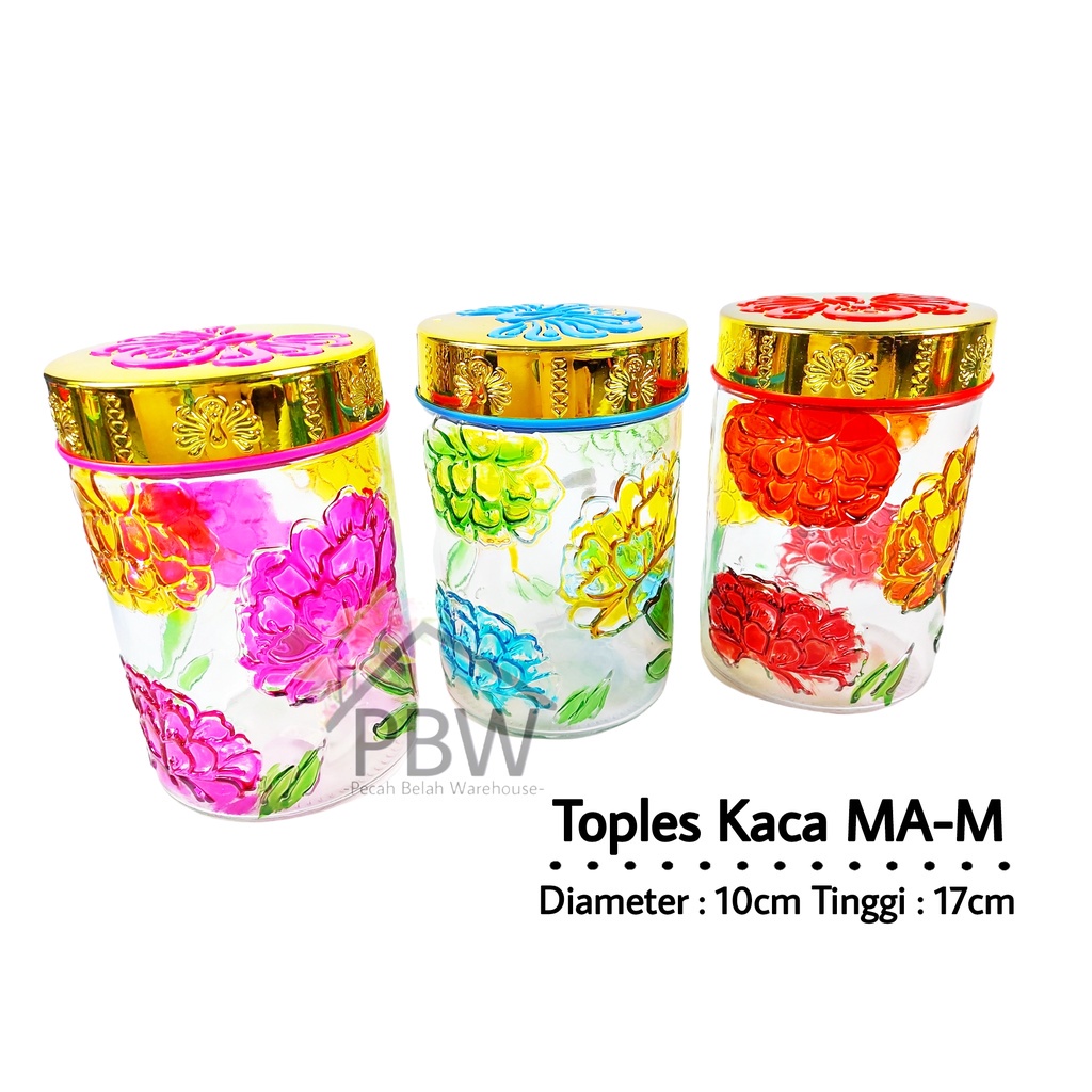 Toples Kaca Ulir M / Toples Jar Kue Kering / Tempat Penyimpanan Makanan / Toples Lebaran