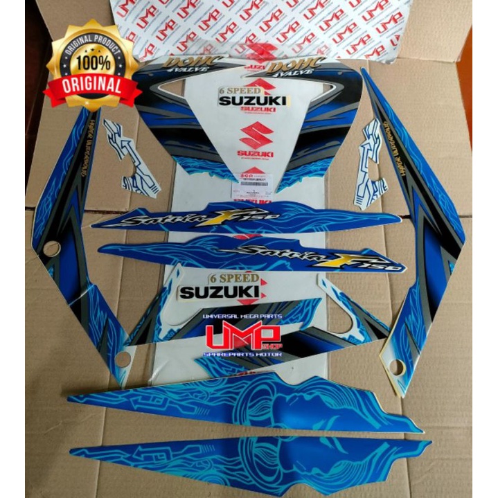 STRIPING STIKER BODY MOTOR SUZUKI SATRIA FU 150 BIRU ORIGINAL