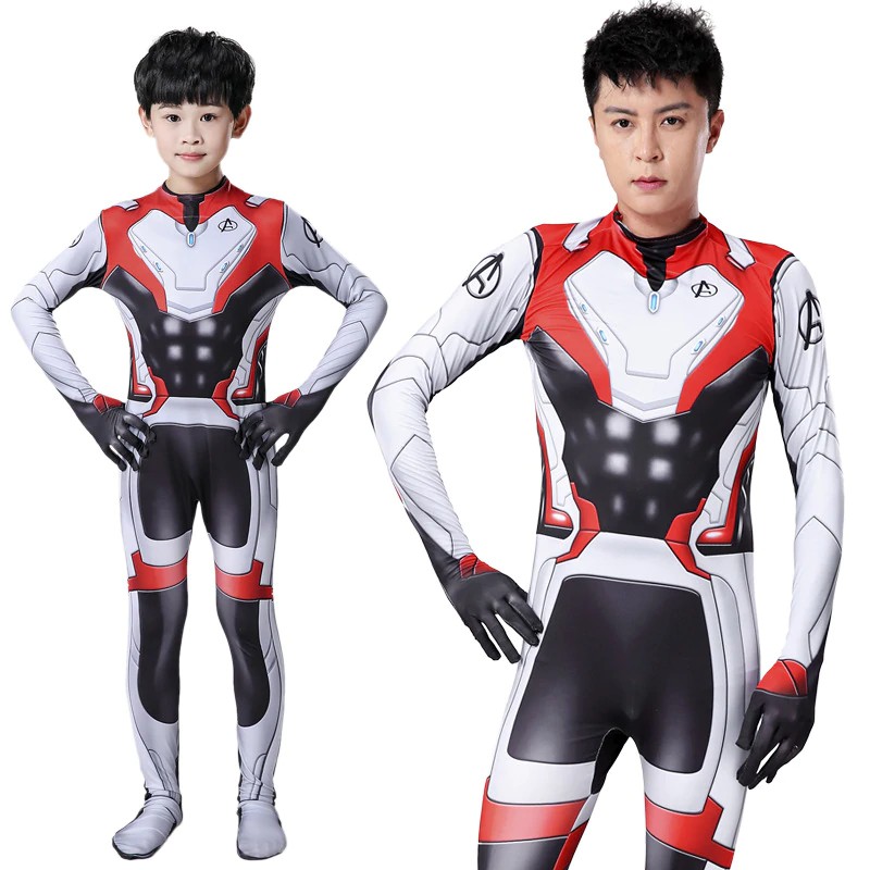 FREE ONGKIR Boys Men Avengers Endgame Superman Quantum Realm Costume Zentai Latex Captain Marvel