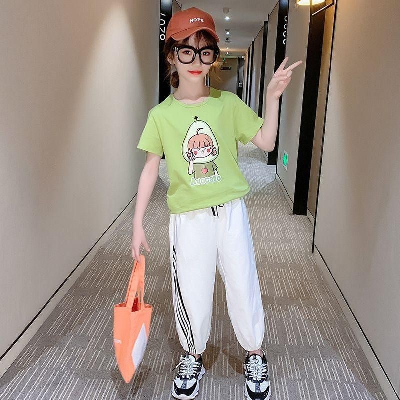 SETELAN BAJU ANAK PEREMPUAN WHITE/GREEN AVOCADO GIRLSET(DILIHAT DARI WARNA BAJU)