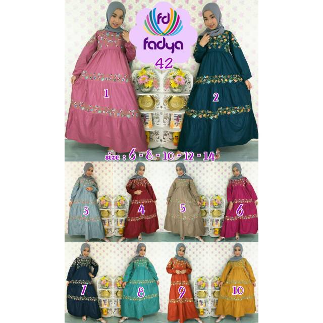 Gamis fadya / gamis anak katun bordir / gamis anak muslim fadya 42