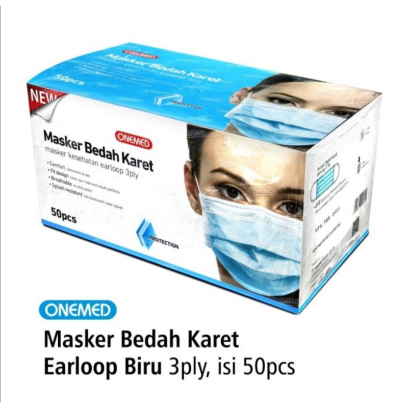 Masker Bedah 3ply Onemed  earloop 3 ply total protection