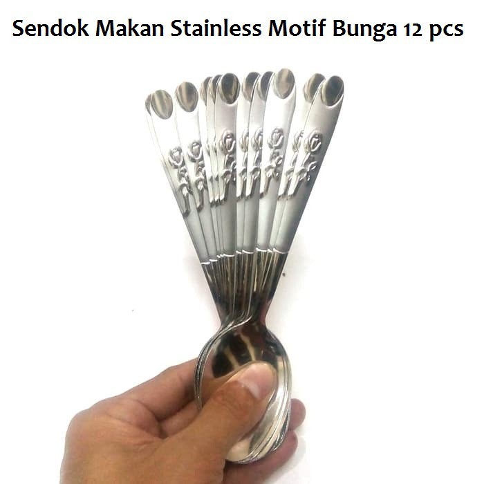 [BISA COD] PROMO Sendok Garpu Makan Motif Ukiran Bunga Isi 24 pcs Stainless Tebal Anti Karat Berkualitas