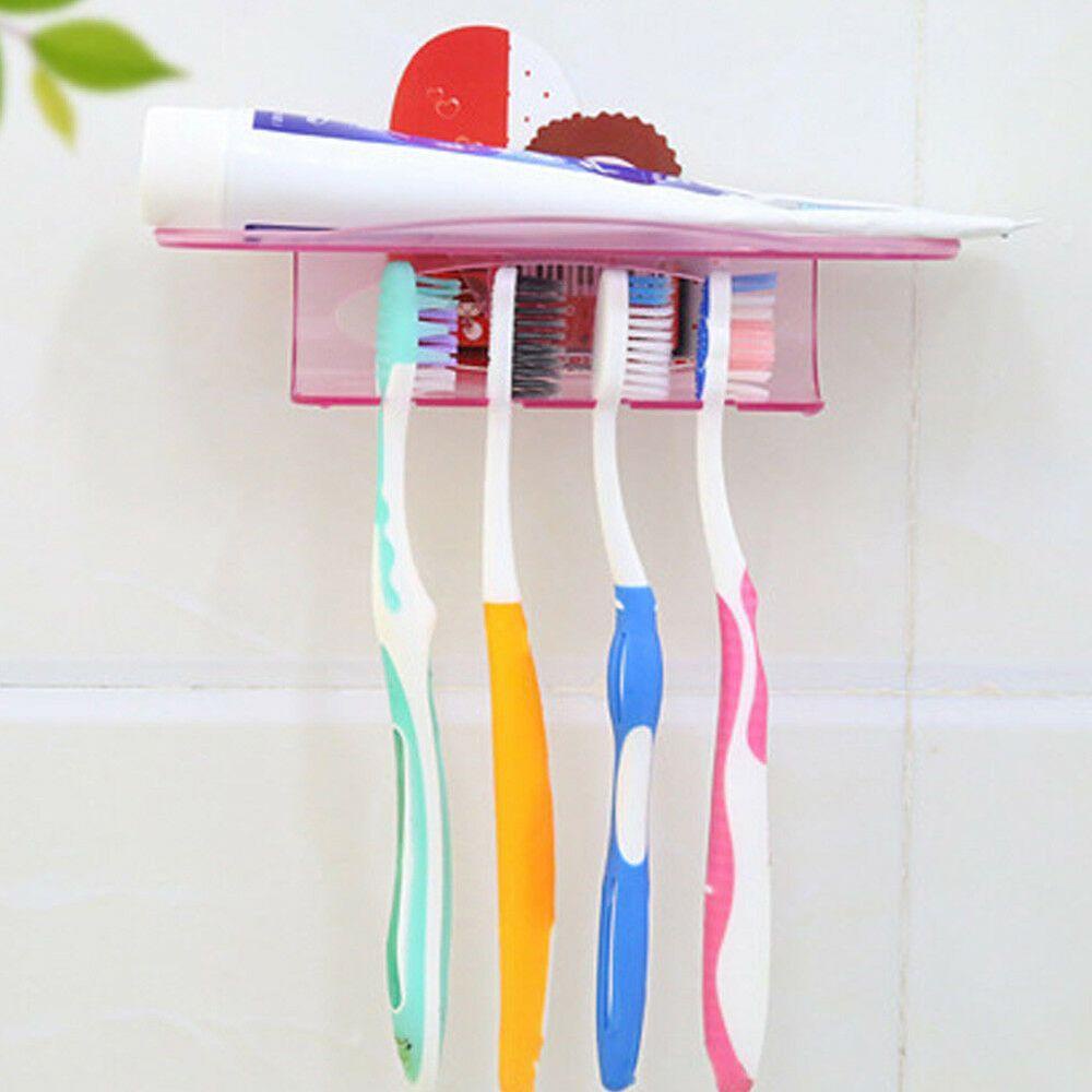 Rebuy Toothbrush Holder Self-adhesive Tools Rak Odol Organizer Alat Cukur Aksesoris Kamar Mandi