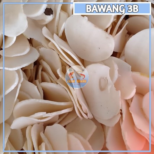 

[ 1kg ] Kerupuk / Krupuk Mentah / Krecek Bawang Warna Putih Cap 3 Burung