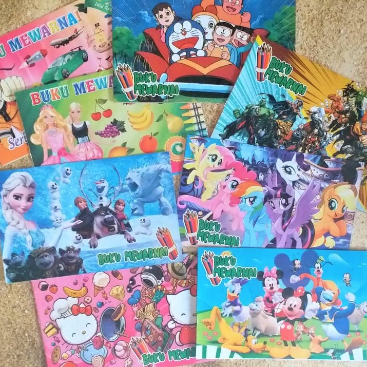 BUKU MEWARNAI ANAK FROZEN KARAKTER KARTUN GAMBAR LUCU