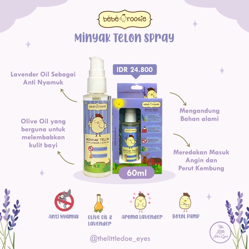 Bebe Roosie Minyak Telon Spray 60ml EXP 10/2023