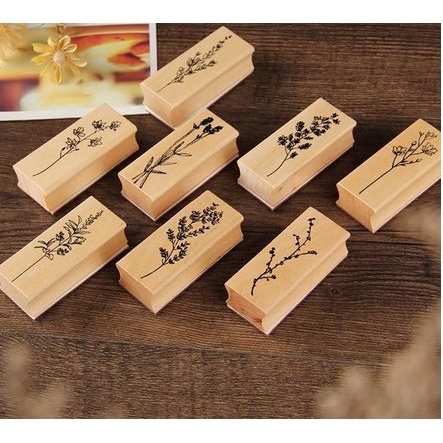 Wooden Stamp - Vintage Flower Stalk Series