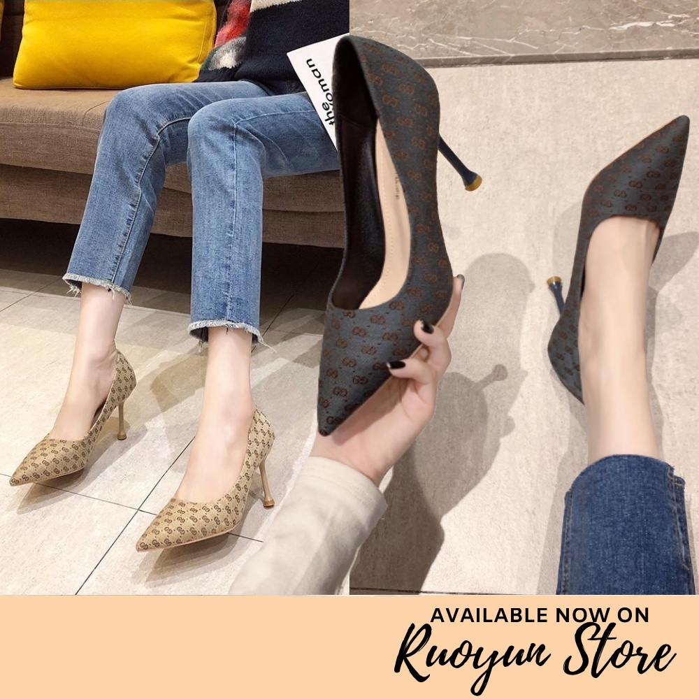 RYS - Plaid Matte Sepatu Heels Fashion Wanita Pesta - Ori Import