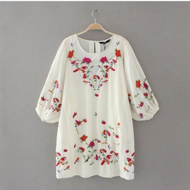 Zara embroidery midi dress