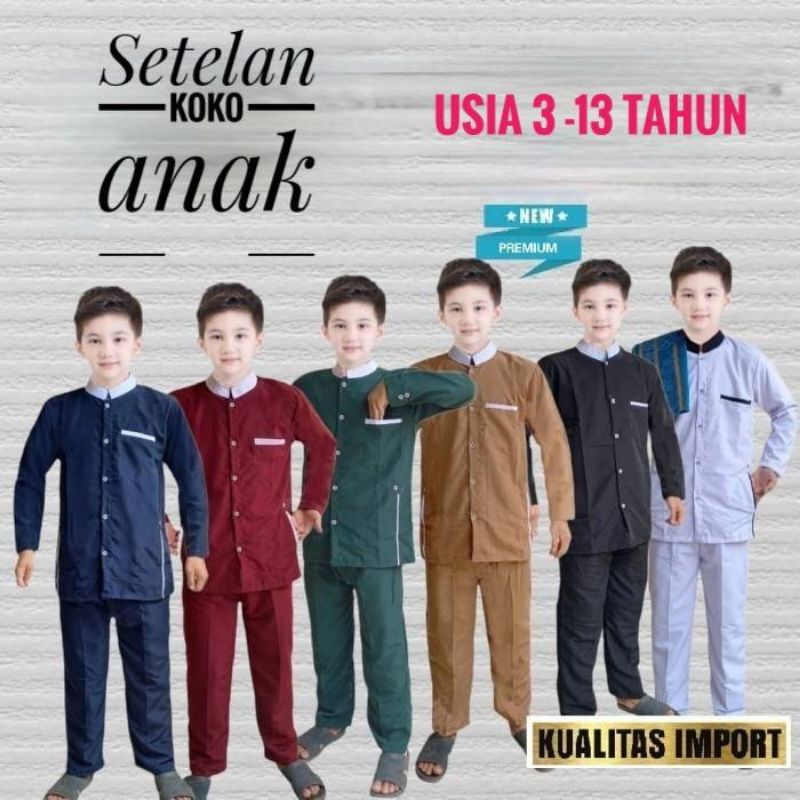 ZNY Baju Koko Anak laki laki  Setelan Koko anak lengan panjang Baju muslim anak laki laki