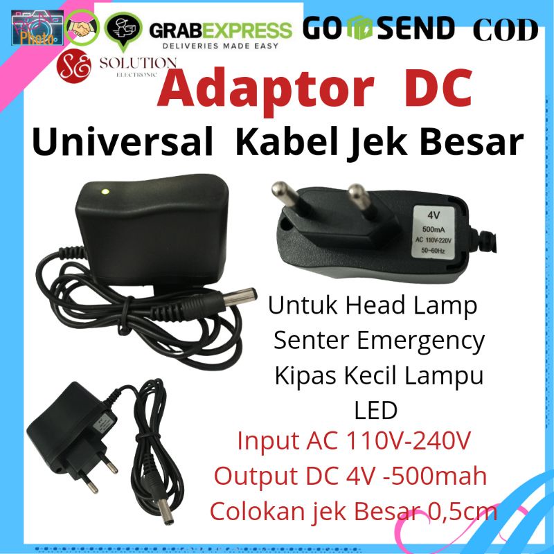Charger Headlamp Senter Swat Adaptor Fast Charger Cas Universal Jek Besar