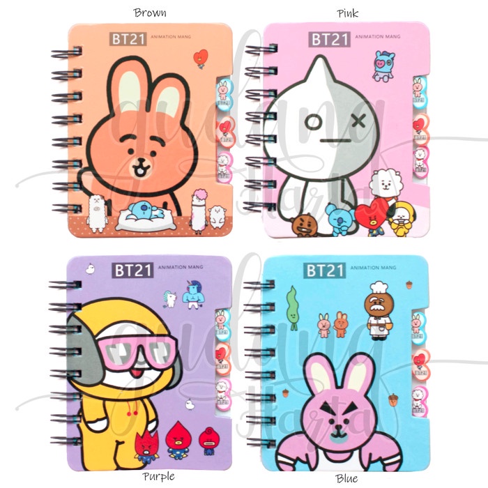 

[RESTOCK] Notebook Mini BTS BT21 Memo Unik Notepad Buku Tulis Lucu GH 308020 - Brown