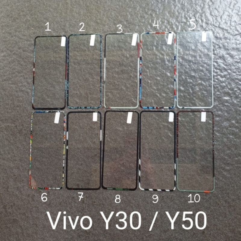 Tempered glass Vivo Y30 Y30i Y50 ( 6 motif ) motif gambar karakter anti gores kaca screen guard pelindung layar